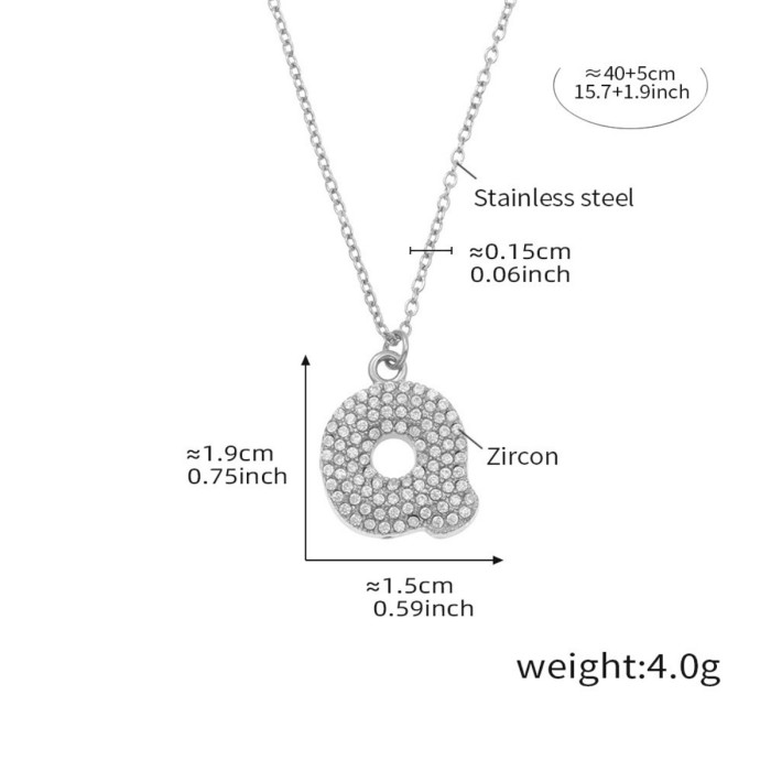 Wholesale Stainless Steel 5A CZ Initial Necklace