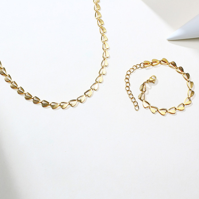 Wholesale Stainless Steel Personalised Golden Leaf Chain Bracelet