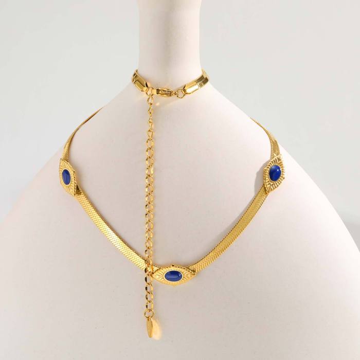 Wholesale Stainless Steel Blue Devil's Eye Necklace