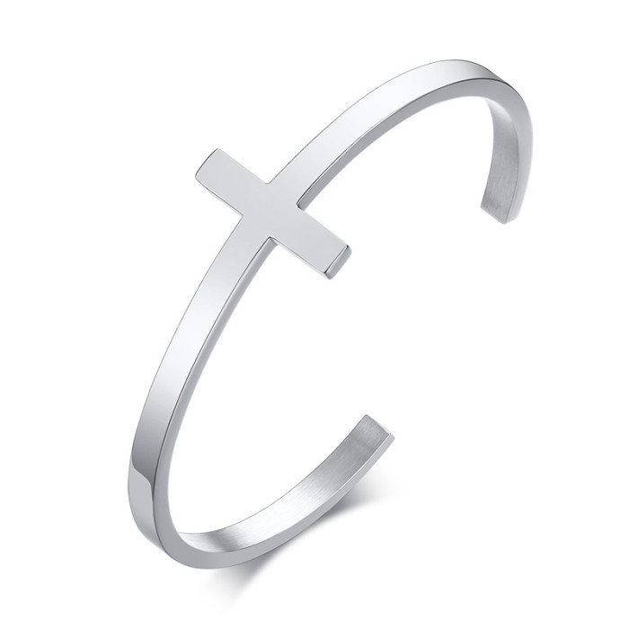Wholesale Stainless Steel Bangle with Cross Charm