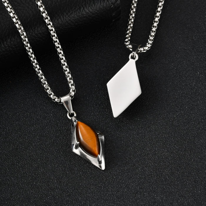 Stainless Steel Geometric Gemstone Pendant Wholesale