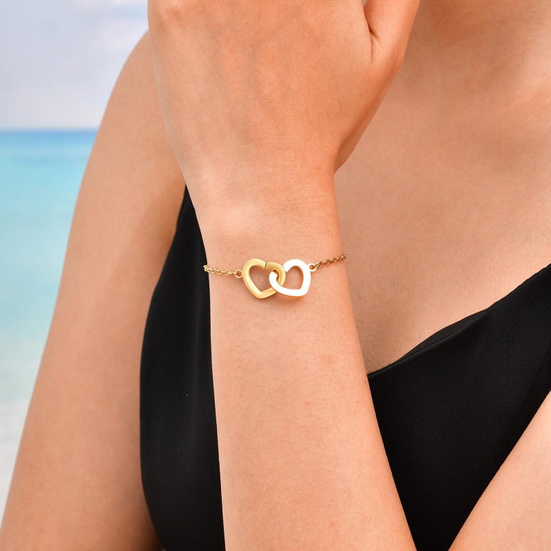 Wholesale Stainless Steel Double Heart Bracelet