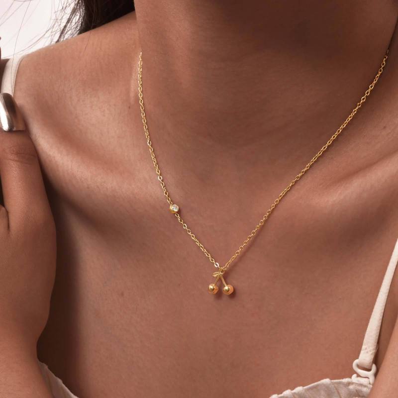 Wholesale Stainless Steel Niche Cherry Necklace