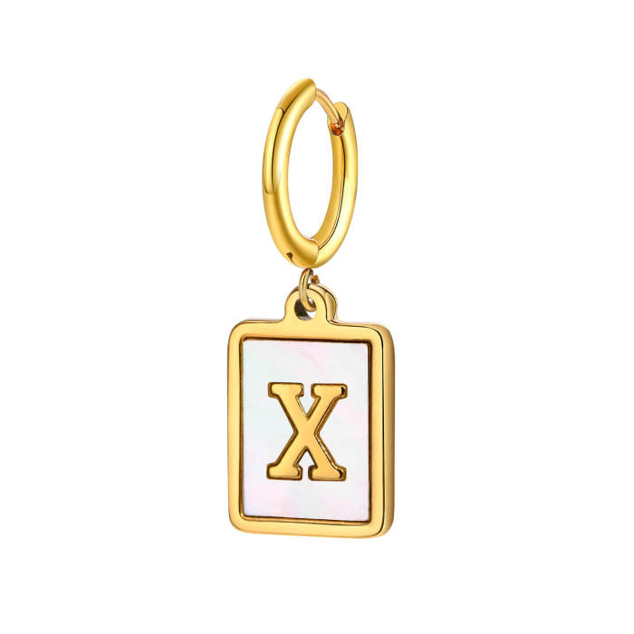 Wholesale Stainless Steel Initial Shell Huggie Hoop Earring