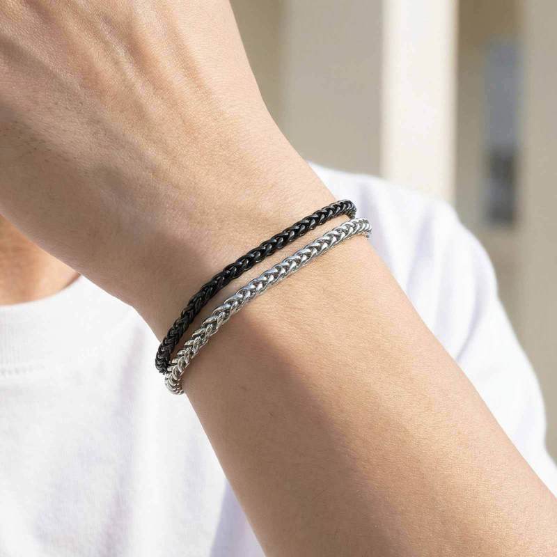 Wholesale Stainless Steel Two-Tone Wheat Chain Bracelet