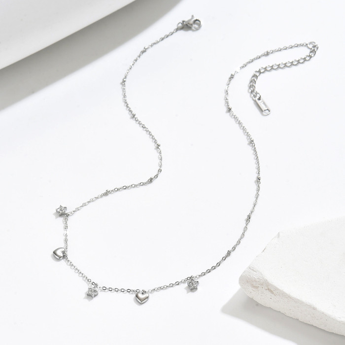 Wholesale Stainless Steel Star & Heart Charm Necklace