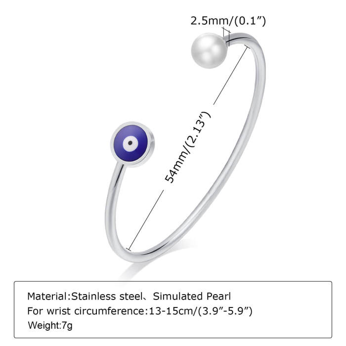 Wholesale Stainless Steel Evil Eye Open Bangle Cuff Bracelet