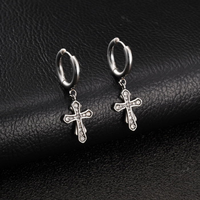 Wholesale Stainless Steel Gothic Cross Earrings