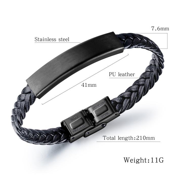 Wholesale Braided Leather Bracelets Engraved