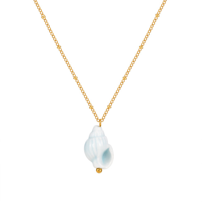 Wholesale Stainless Steel Ceramic Conch Necklace