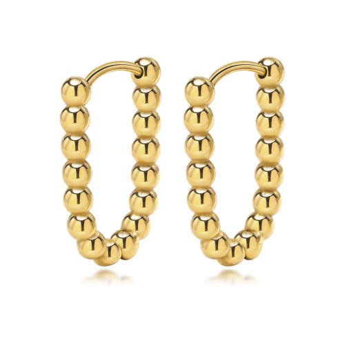 Wholesale Stainless Steel U Shaped Beaded Hoop Earrings