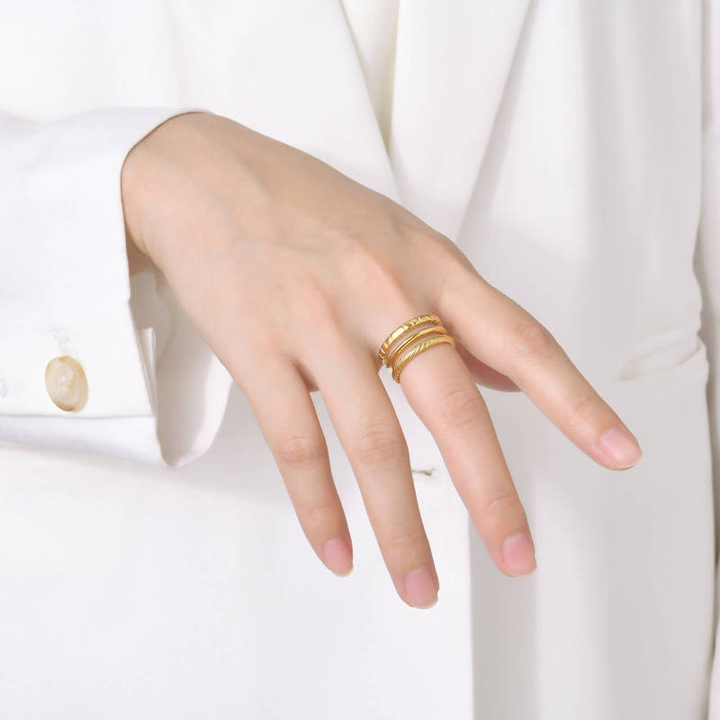 Wholesale Stainless Steel Triple Open Band Ring