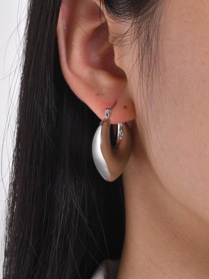 Wholesale Stainless Steel Puffed Heart Hoop Earring