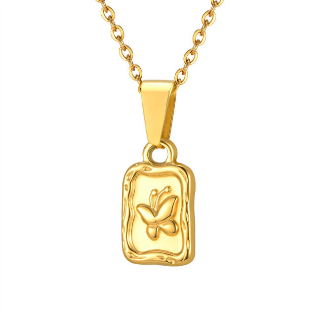Wholesale Stainless Steel Butterfly Square Pendant