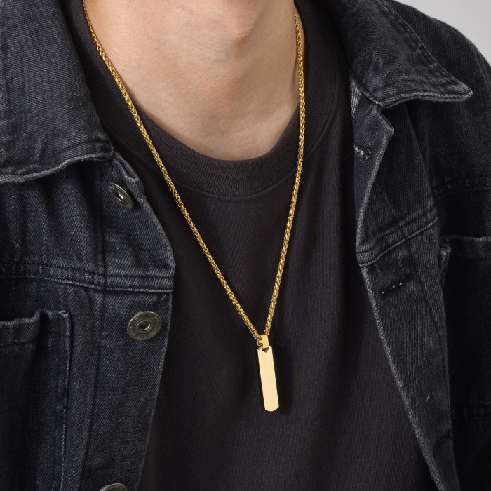 Wholesale Stainless Steel Personalized Mens Bar Necklace