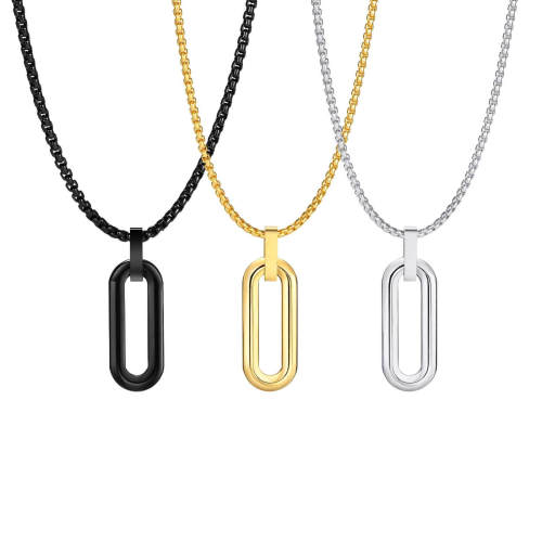 Wholesale Stainless Steel Men Paperclip Pendant Necklace