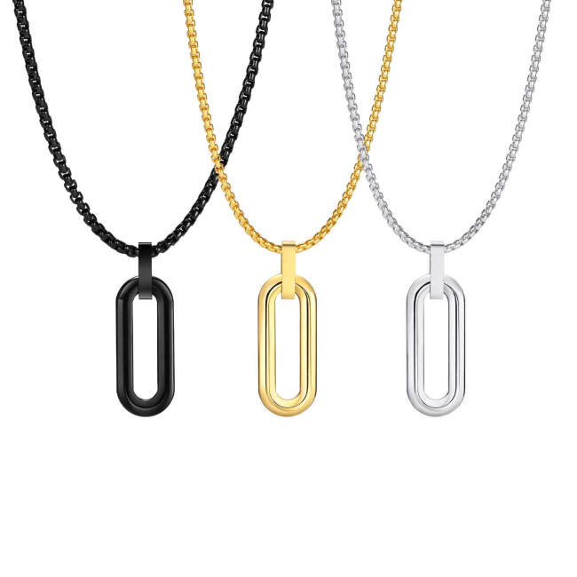 Wholesale Stainless Steel Men Paperclip Pendant Necklace