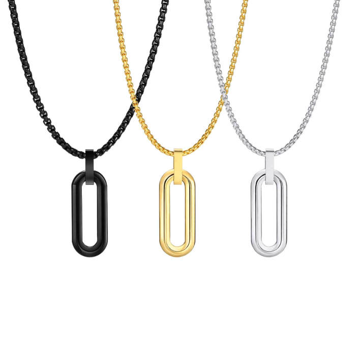 Wholesale Stainless Steel Men Paperclip Pendant Necklace
