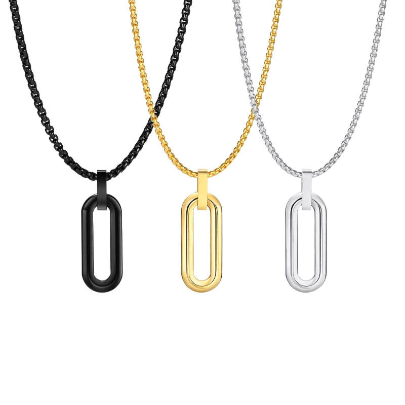 Wholesale Stainless Steel Men Paperclip Pendant Necklace