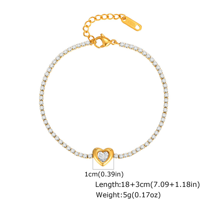 Wholesale Stainless Steel Heart Rhinestone Bracelet