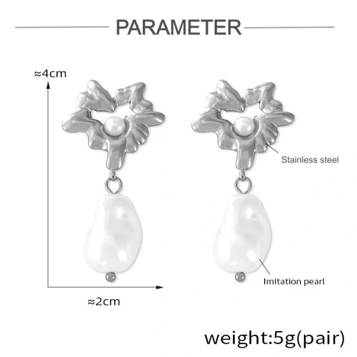 Wholesale Stainless Steel Shell Bead Dangle Earrings