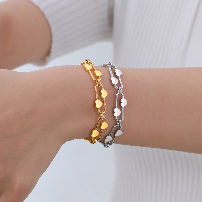 Wholesale Stainless Steel Chain with Heart Bracelet