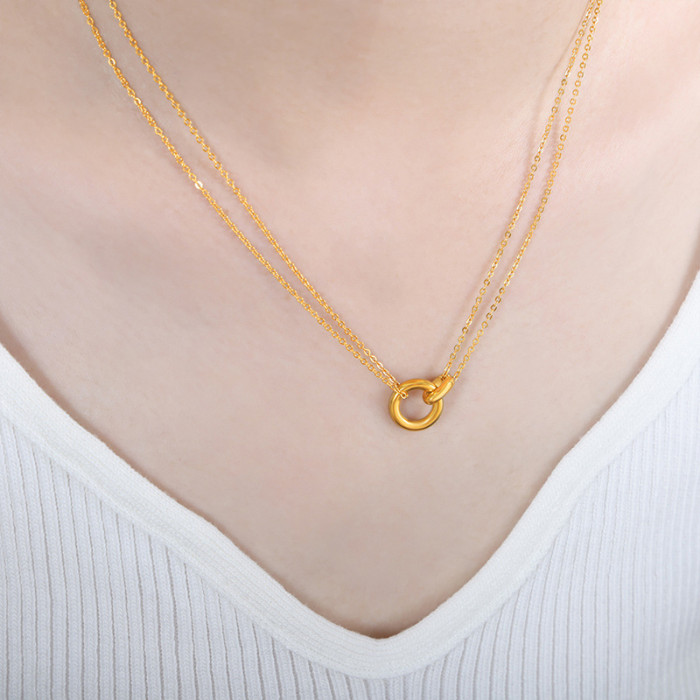 Wholesale Stainless Steel Minimalist Circle  Necklace