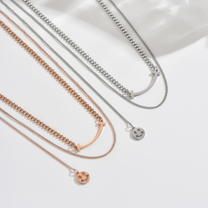 Wholesale Stainless Steel Smiley Face Necklace