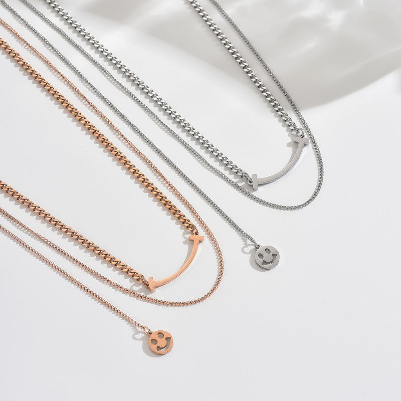 Wholesale Stainless Steel Smiley Face Necklace