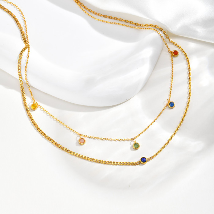 Wholesale Stainless Steel Rainbow Gemstone Choker