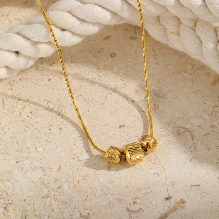Wholesale Stainless Steel 3 Beads Necklace