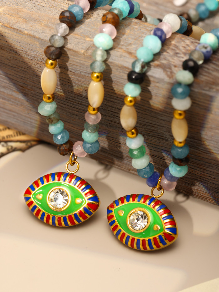 Wholesale Devil's Eye Natural Stone Beaded Necklace