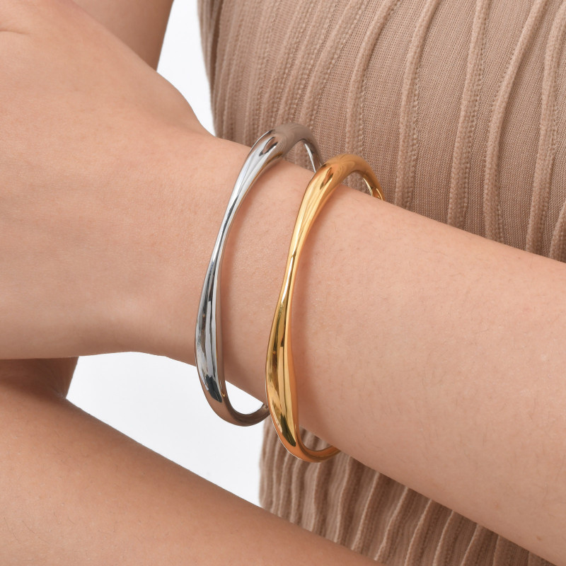 Wholesale Stainless Steel Irregular Open Bangle