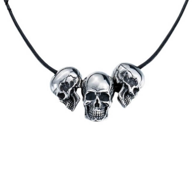 Wholesale Stainless Steel Gothic Three Skull Beads Pendant