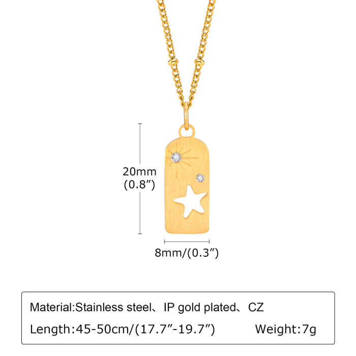 Wholesale Stainless Steel Star Tag Pendant with CZ