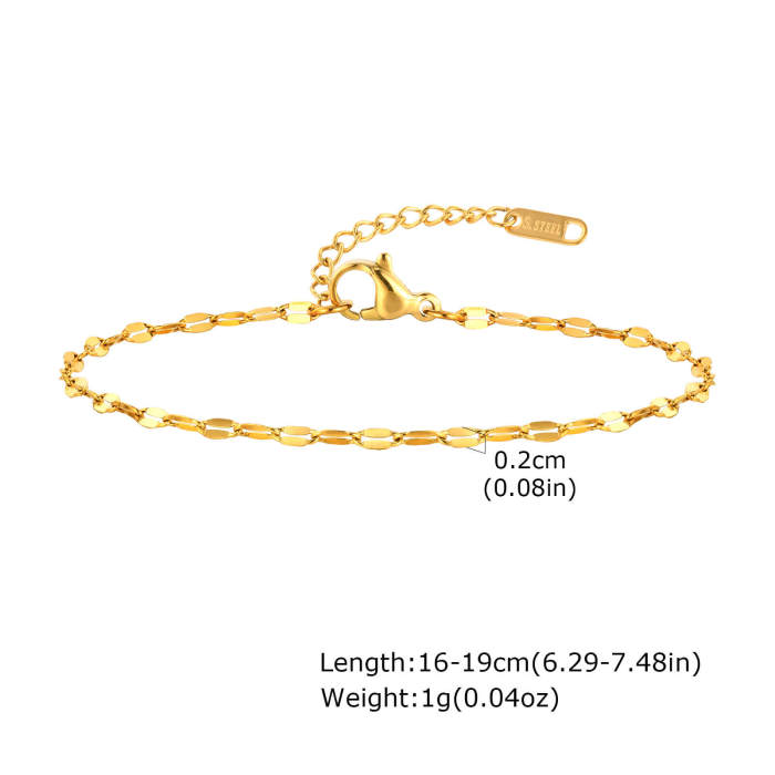 Wholesale Stainless Steel Thin Coffee Bean Link Chain Bracelet