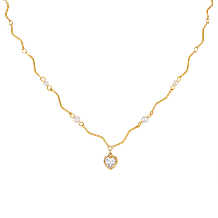 Wholesale Stainless Steel Organic Wave Necklace