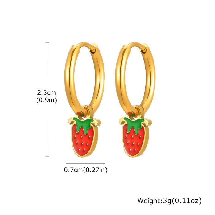 Wholesale Stainless Steel Strawberry Cherry Earrings