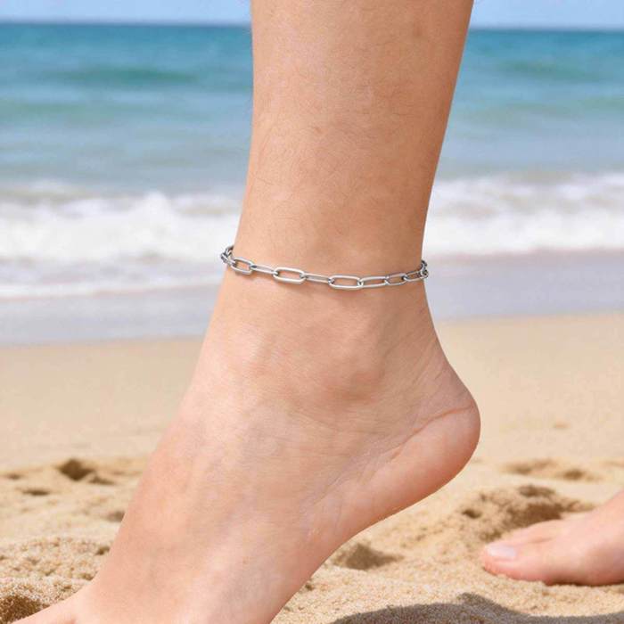 Wholesale Stainless Steel Paperclip Link Anklet