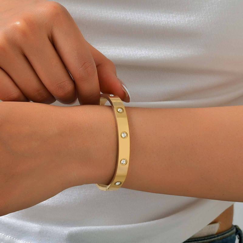 Wholesale Stainless Steel Rhinestone Bangle