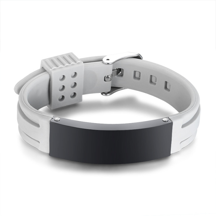 Wholesale Engraved Men's Rubber & Steel Sport ID Bracelet
