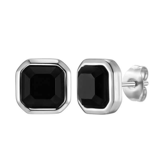 Wholesale Stainless Steel Black Onyx Stud Earrings
