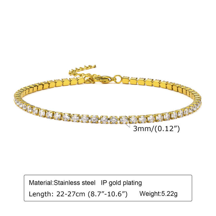 Wholesale Stainless Steel Diamond Tennis Bracelet Anklet