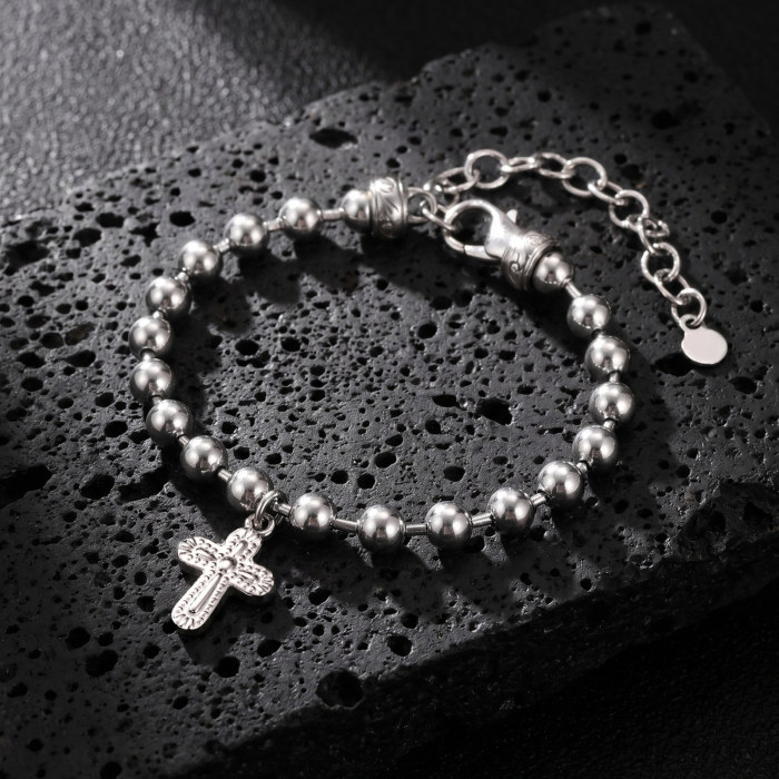 Wholesale Stainless Steel Cross Bead Bracelet