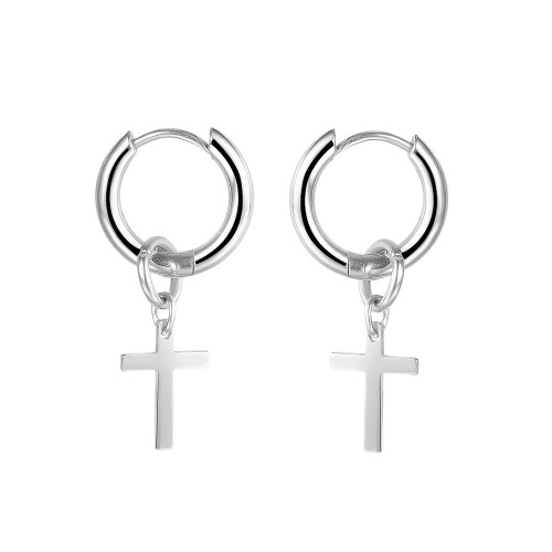Wholesale Steel Cross Drop Hoop Earrings