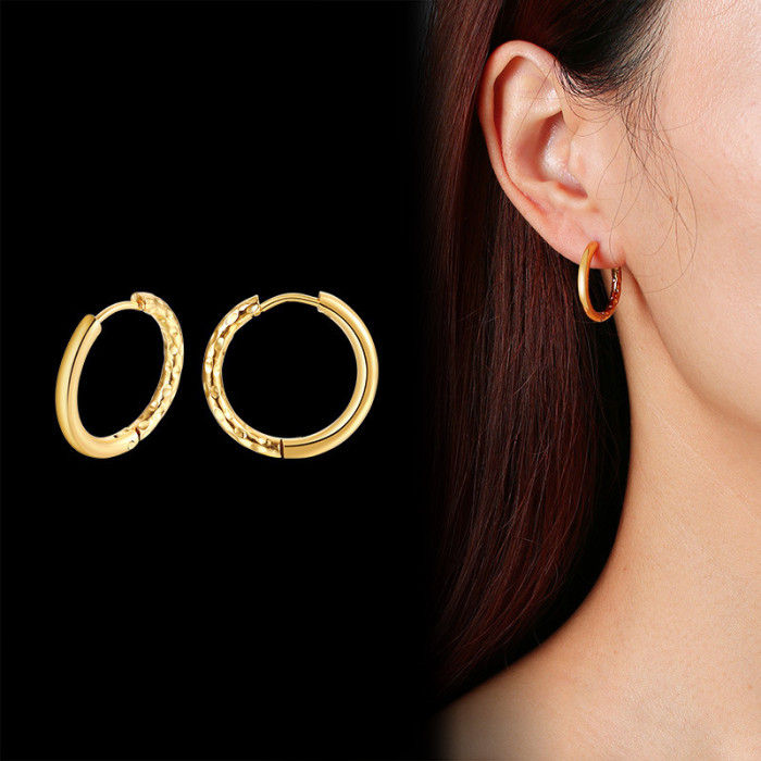 Wholesale Steel Hoop Earrings With Hammered Texture