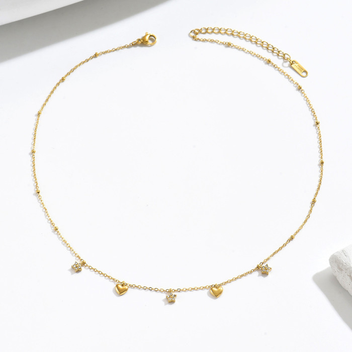 Wholesale Stainless Steel Star & Heart Charm Necklace
