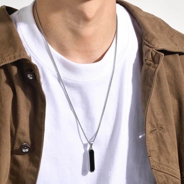 Wholesale Stainless Steel Men's Vertical Bar Octagonal Pendant