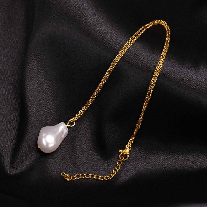 Wholesale Stainless Steel Baroque Pearl Pendant Necklace