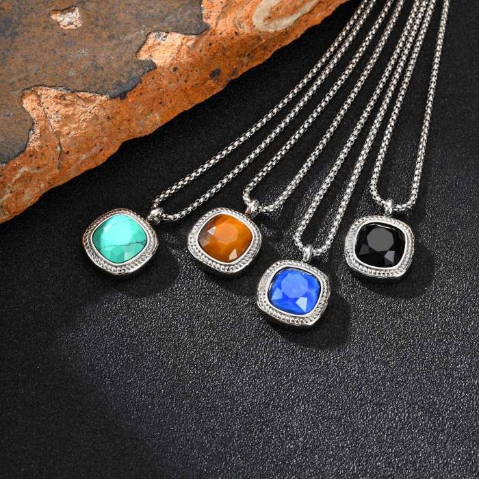 Wholesale Stainless Steel Men's Stone Pendant